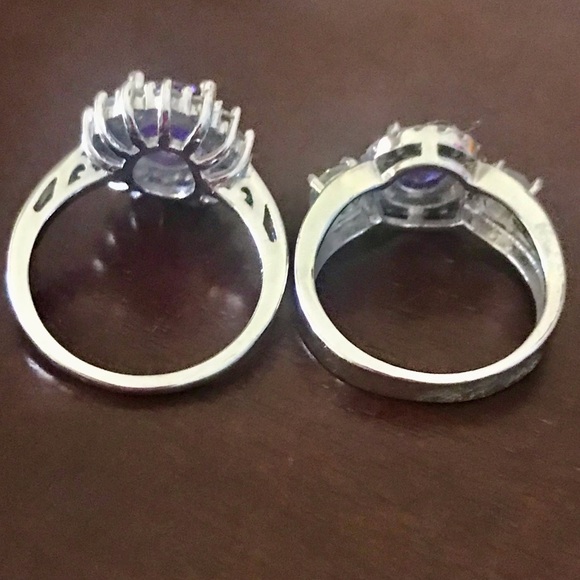 NEW Sterling Silver Dolphin Necklace and 2 Amethyst Rings Size 5 Bundle ๐ฌ๐โจ - Picture 5 of 6